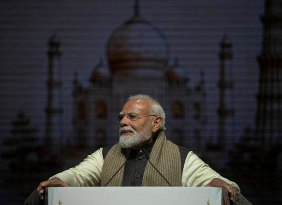 NARENDRA MODI NEW ZEALAND VISIT, Indian Prime Minister Narendra Modi onstage during the Kia Ora Modi community reception at Spark Arena in Auckland, New Zealand, Saturday, July 11, 2026. ( NO ARCHIVING Auckland Auckland New Zealand  Copyright: xChrisxMcKeenx 20260711118084637738