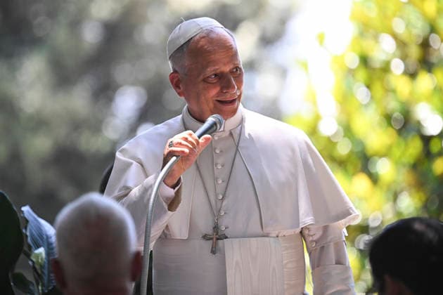 July 11, 2026, Castel Gandolfo, Italy: Pope Leo XIV attends a lunch with the poor at Villa Barberini, Castel Gandolfo, 11 July 2026. ANSA RICCARDO ANTIMIANI. Castel Gandolfo Italy  - ZUMAa110 20260711_zaf_a110_005 Copyright: xRiccardoxAntimianix