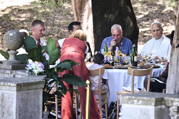 July 11, 2026, Castel Gandolfo, Italy: Pope Leo XIV attends a lunch with the poor at Villa Barberini, Castel Gandolfo, 11 July 2026. ANSA RICCARDO ANTIMIANI. Castel Gandolfo Italy  - ZUMAa110 20260711_zaf_a110_009 Copyright: xRiccardoxAntimianix