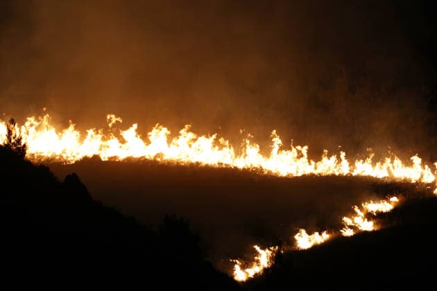 Firefighters battle wildfires in western and southern Sicily SICILY, ITALY - JULY 11: Flames consume maquis areas as wildfires spread across the western and southern parts of Sicily, Italy on July 11, 2026. Following initial overnight responses by ground crews with water tenders, helicopters and firefighting aircraft launched aerial operations at sunrise to bring the wind-driven fires under control. Alberto Lo Bianco Anadolu Sicily Italy. Editorial use only. Please get in touch for any other usage.  Copyright: x2026xAnadoluxAlbertoxLoxBiancox