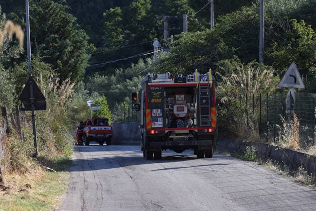 Firefighters battle wildfires in western and southern Sicily SICILY, ITALY - JULY 11: Firefighters work to control wildfires that broke out in maquis areas across the western and southern parts of Sicily, Italy on July 11, 2026. Following initial overnight responses by ground crews with water tenders, helicopters and firefighting aircraft launched aerial operations at sunrise to bring the wind-driven fires under control. Alberto Lo Bianco Anadolu Sicily Italy. Editorial use only. Please get in touch for any other usage.  Copyright: x2026xAnadoluxAlbertoxLoxBiancox