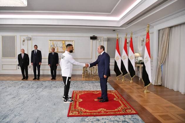 Egyptian president receives national football team in El Alamein Egyptian President Abdel Fattah al-Sisi receives members of the Egyptian national football team and the technical and administrative staff in El Alamein, Egypt, on July 11, 2026. The meeting was attended by Prime Minister Mostafa Madbouly, Minister of Youth and Sports Jawhar Nabil, and Egyptian Football Association President Hany Abo Rida. Photo by Egyptian President Office apaimages Cairo Cairo Egypt 110726_Egypt_EPO_00(4) Copyright: xapaimagesxEgyptianxPresidentxOfficex xapaimagesx