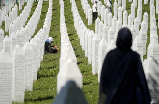 Thousands gather in Srebrenica to mark 31st anniversary of genocide as 10 more victims laid to rest POTOCARI, BOSNIA AND HERZEGOVINA - JULY 11: Relatives of victims of the 1995 Srebrenica genocide pray at the graves of their loved ones at the Potocari Memorial Cemetery in Potocari, Bosnia and Herzegovina, on July 11, 2026. Thousands of mourners, survivors, foreign dignitaries and religious leaders gathered Saturday at the Srebrenica-Potocari Memorial Center to mark the 31st anniversary of the Srebrenica genocide as the remains of 10 newly identified victims were laid to rest. The collective funeral, held every July 11, remains one of Bosnia and Herzegovina’s most solemn commemorations, as families continue burying loved ones whose remains a  Copyright: x2026xAnadoluxSamirxJordamovicx