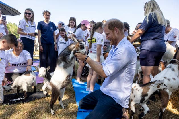 Prince Harry at Scotty s Summer Festival Prince Harry taking part in Goat Yoga Prince Harry taking part in Scotty s Summer Festival at Maxstoke Castle, Birmingham . Scotty s is a military bereavement charity that provides relief from the effects of grief for bereaved military children and young people who have experienced the death of a parent who served in the British Forces. 11 July 2026, Credit:Heathcliff O Malley for the Telegraph PA ROTA - B68 Avalon  Copyright: xHeathcliffxO MalleyxforxthexTelegraphx xPAxROTAx-xB68x xAvalonx 1115961876