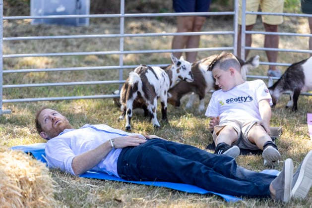 Prince Harry at Scotty s Summer Festival Prince Harry taking part in Goat Yoga Prince Harry taking part in Scotty s Summer Festival at Maxstoke Castle, Birmingham . Scotty s is a military bereavement charity that provides relief from the effects of grief for bereaved military children and young people who have experienced the death of a parent who served in the British Forces. 11 July 2026, Credit:Heathcliff O Malley for the Telegraph PA ROTA - B68 Avalon  Copyright: xHeathcliffxO MalleyxforxthexTelegraphx xPAxROTAx-xB68x xAvalonx 1115961897