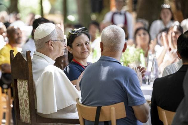Foto IPP Marco Mattei Roma11 07 2026 Borgo Laudato Si a Castel Gandolfo Pranzo di Papa Leone XIV con 200 poveri della diocesi di Roma Italy Photo Press - World Copyright . *** IPP Photo by Marco Mattei, Rome, July 11, 2026, Borgo Laudato Si in Castel Gandolfo: Pope Leo XIV’s lunch with 200 poor people from the Diocese of Rome, Italy. Photo Press World Copyright 