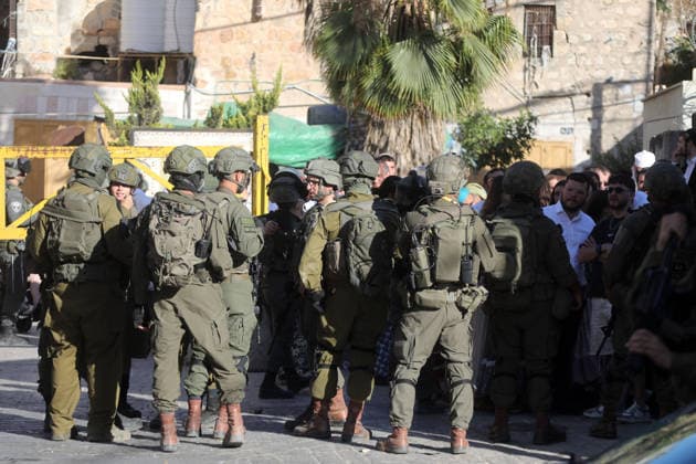Israeli soldiers deploy during settler incursion in Hebron Israeli soldiers deploy in the Old City of Hebron, in the West Bank, to secure an incursion by Israeli settlers into the area, on July 11, 2026. Israeli forces imposed restrictions on the movement of Palestinians and shop owners around the Old City during the incursion. Photo by Mamoun Wazwaz apaimages Hebron West Bank Palestinian Territory 110726_Hebron_MW_00(25) Copyright: xapaimagesxMamounxWazwazx xapaimagesx