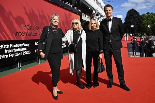 The final day of the 60th Karlovy Vary International Film Festival, on July 11, 2026. From left, documentary filmmaker Helena Trestikova, producer Katerina Cerna, singer Barbora (Bara) Basikova and producer Pavel Strnad. (CTKxPhoto KaterinaxSulova) CTKPhotoP2026071103704  CTKPhotoP2026071103704