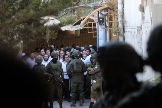 Israeli soldiers deploy during settler incursion in Hebron Israeli soldiers deploy in the Old City of Hebron, in the West Bank, to secure an incursion by Israeli settlers into the area, on July 11, 2026. Israeli forces imposed restrictions on the movement of Palestinians and shop owners around the Old City during the incursion. Photo by Mamoun Wazwaz apaimages Hebron West Bank Palestinian Territory 110726_Hebron_MW_00(8) Copyright: xapaimagesxMamounxWazwazx xapaimagesx