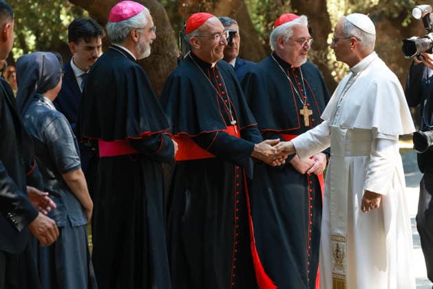 IPA86601764 - Italy, Castel Gandolfo, Vatican, July 11, 2026.Pope Leo XIV attends the event Lunch with the Pope with about 200 socially vulnerable people from the Diocese of Rome, at Borgo Laudato Si’ in the Pontifical Gardens of Castel Gandolfo. Photograph by F.OROGLIA Catholic Press Photo  Copyright: xF.ORIGLIA CPPx xF.ORIGLIA CPPx 86601764