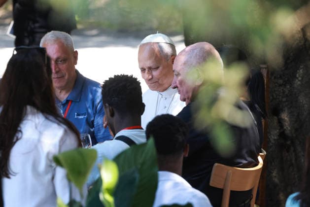 IPA86601840 - Italy, Castel Gandolfo, Vatican, July 11, 2026.Pope Leo XIV attends the event Lunch with the Pope with about 200 socially vulnerable people from the Diocese of Rome, at Borgo Laudato Si’ in the Pontifical Gardens of Castel Gandolfo. Photograph by F.OROGLIA Catholic Press Photo  Copyright: xF.ORIGLIA CPPx xF.ORIGLIA CPPx 86601840