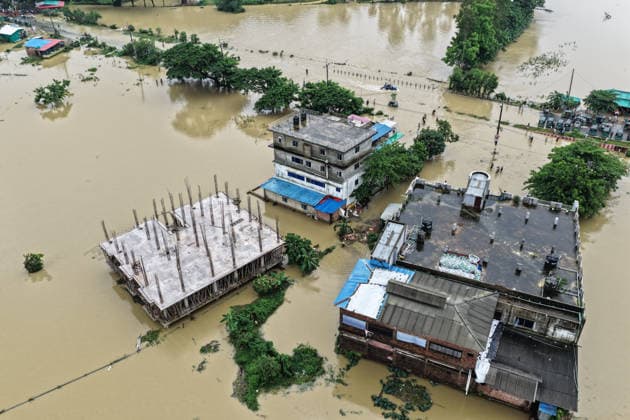 July 11, 2026, Satkania, Chattogram, Bangladesh: July 11, 2026, Satkania, Chattogram, Bangladesh: Aerial views show widespread flooding after the Sangu River overflowed, submerging roads, homes and cropland. Floods and landslides have killed at least 39 people and affected more than 928,000 across five districts in Chattogram Division, with thousands stranded. Satkania Bangladesh - ZUMAh178 20260711_zip_h178_063 Copyright: xMuhammadxAmdadxHossainx