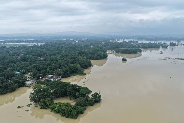 July 11, 2026, Satkania, Chattogram, Bangladesh: July 11, 2026, Satkania, Chattogram, Bangladesh: Aerial views show widespread flooding after the Sangu River overflowed, submerging roads, homes and cropland. Floods and landslides have killed at least 39 people and affected more than 928,000 across five districts in Chattogram Division, with thousands stranded. Satkania Bangladesh - ZUMAh178 20260711_zip_h178_085 Copyright: xMuhammadxAmdadxHossainx
