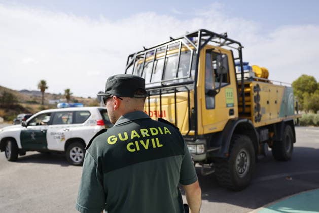 Deadly wildfire scorches Almeria province in Spain LOS GALLARDOS, SPAIN - JULY 11: Emergency operations continue near Bedar as security forces restrict access to the wildfire-affected area and direct local residents away from danger in Almeria province, Spain, on July 11, 2026. Firefighters, supported by helicopters and other emergency teams, carry out containment, surveillance and recovery operations across the burned landscape, while roads leading toward the fire zone remain under security control. Improved weather conditions helped crews gain the upper hand over the blaze and intensify efforts to prevent it from spreading further. The wildfire killed at least 12 people and burned about 6,600 hectares of forest, farmland and surrounding r  Copyright: x2026xAnadoluxPabloxMiranzox