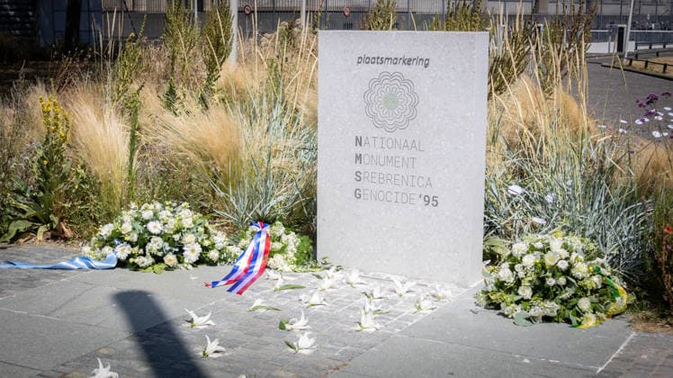 Srebrenica genocide victims commemorated on 31st anniversary in The Hague THE HAGUE, NETHERLANDS - JULY 11: Hundreds of people gather for an 11-kilometer symbolic Peace March held in memory of the 1995 Srebrenica genocide victims on its 31st anniversary, in The Hague, Netherlands, on July 11, 2026. Participants rest outside the former International Criminal Tribunal for the former Yugoslavia (ICTY) building during a commemoration event. Abdullah Asiran Anadolu The Hague Netherlands. Editorial use only. Please get in touch for any other usage.  Copyright: x2026xAnadoluxAbdullahxAsiranx