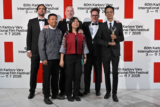The final day of the 60th Karlovy Vary International Film Festival, on July 11, 2026. Grand Prize - Crystal Globe for the film Fruit Gathering, Burmese director Aung Phyoe (right). (CTKxPhoto SlavomirxKubes) CTKPhotoP2026071105203  CTKPhotoP2026071105203