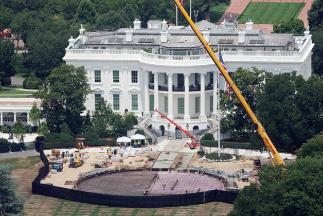 WASHINGTON, D.C. - JULY 11: View of the White House Helipad Construction on July 11, 2026 in Washington, D.C. Copyright: xmpi34 MediaPunchx