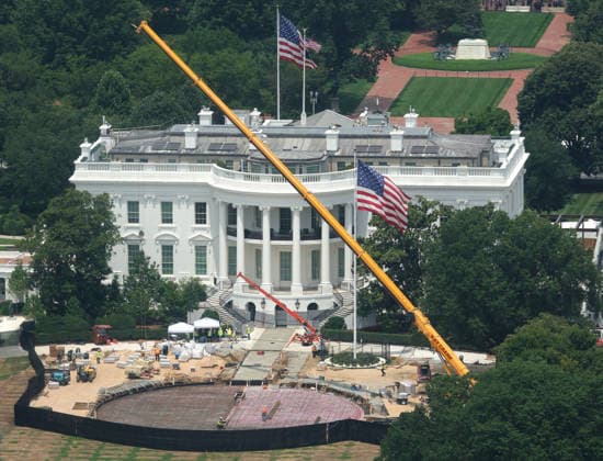 WASHINGTON, D.C. - JULY 11: View of the White House Helipad Construction on July 11, 2026 in Washington, D.C. Copyright: xmpi34 MediaPunchx