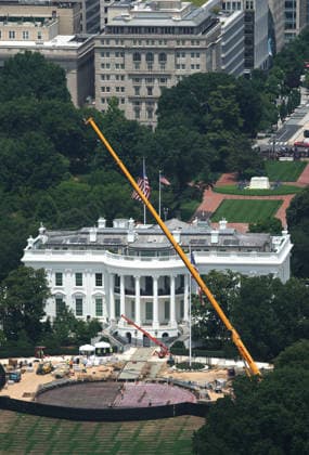 WASHINGTON, D.C. - JULY 11: View of the White House Helipad Construction on July 11, 2026 in Washington, D.C. Copyright: xmpi34 MediaPunchx