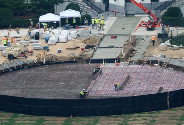 WASHINGTON, D.C. - JULY 11: View of the White House Helipad Construction on July 11, 2026 in Washington, D.C. Copyright: xmpi34 MediaPunchx