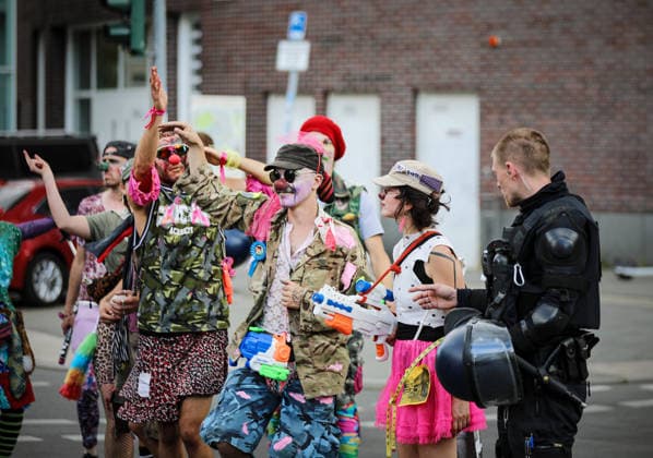 July 11, 2026, Berlin, Berlin, Germany: Demonstrators march and chant during an anti-war protest against Rheinmetall and the arms industry in Berlin, Germany, on July 11, 2026. The demonstration called for an end to weapons production and military expansion, with participants carrying banners and Palestinian flags while demanding greater investment in social services instead of armaments. Berlin Germany - ZUMAa268 20260711_zip_a268_015 Copyright: xAbdelrahmanxAlkahloutx