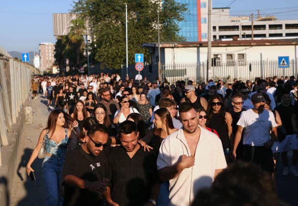 July 11, 2026, Tirane, Albania, ALB: People wait in line ahead of a concert by U.S. rapper Kanye West, also known as Ye, in Tirana, Albania, on July 11, 2026. The controversial decision of Albanian Prime Minister Edi Rama to allocate 4 million euros of emergency budget funds to purchase unsold tickets Ã’to save Albanias faceO has been contested and ridiculed as out of touch by protestors who have been demanding his resignation for over a month. Tirane ALB  - ZUMAs337 20260711_znp_s337_001 Copyright: xGentxShkullakux