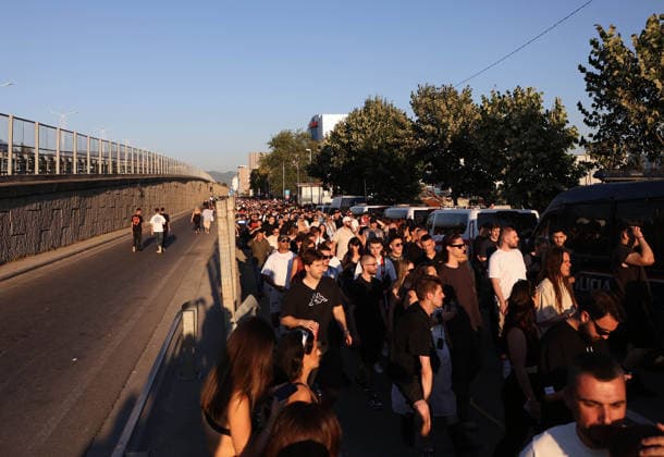 July 11, 2026, Tirane, Albania, ALB: People wait in line ahead of a concert by U.S. rapper Kanye West, also known as Ye, in Tirana, Albania, on July 11, 2026. The controversial decision of Albanian Prime Minister Edi Rama to allocate 4 million euros of emergency budget funds to purchase unsold tickets Ã’to save Albanias faceO has been contested and ridiculed as out of touch by protestors who have been demanding his resignation for over a month. Tirane ALB  - ZUMAs337 20260711_znp_s337_002 Copyright: xGentxShkullakux