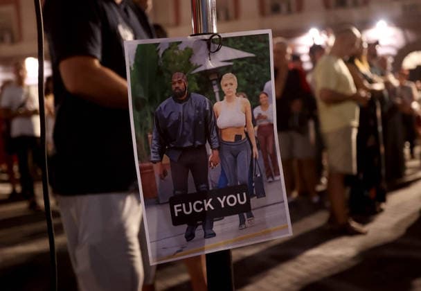 July 11, 2026, Tirane, Albania, ALB: A poster of the U.S. rapper Kanye West, also known as Ye, is seen during a protest in front of the PM office in Tirana on July 11, 2026, The controversial decision of Albanian Prime Minister Edi Rama to allocate 4 million euros of emergency budget funds to purchase unsold tickets Ã’to save Albanias faceO has been contested and ridiculed as out of touch by protestors who have been demanding his resignation for over a month. Tirane ALB  - ZUMAs337 20260711_znp_s337_027 Copyright: xGentxShkullakux