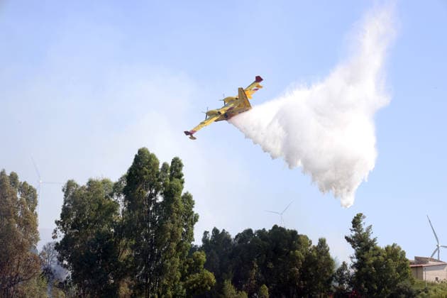 Wildfires continue on the Italian island of Sicily PALERMO, ITALY - JULY 11: Italian firefighters battle a wildfire that broke out in a maquis-shrubland area near the Partinico municipality of Palermo in Sicily, Italy on July 11, 2026. Firefighting teams intervened with ground crews, water-discharging aircraft, and helicopters to bring the blaze under control. Alberto Lo Bianco Anadolu Palermo Italy. Editorial use only. Please get in touch for any other usage.  Copyright: x2026xAnadoluxAlbertoxLoxBiancox