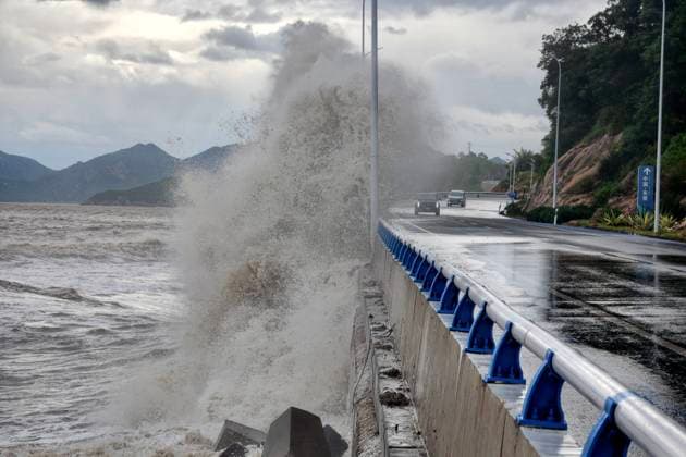 NINGDE, CHINA - JULY 11: Huge waves crash along the coast as Typhoon Bavi approaches on July 11, 2026 in Ningde, Fujian Province of China. China s National Meteorological Center continued to issue an orange alert for Typhoon Bavi on July 11, which is forecast to bring torrential rains and strong winds to parts of the country.  Copyright: xChinaxNewsxServicex 111653686910