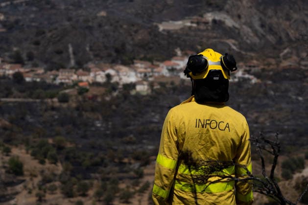At least 12 dead in Los Gallardos wildfire in Almería, southern Spain - 11 Jul 2026 An INFOCA wildfire firefighter seen during the operations to stabilize the Los Gallardos wildfire. The Los Gallardos wildfire in Almería, Spain, has left 12 people dead, 7 people missing, and more than 6,000 hectares burned. On the ground, around 540 personnel deployed by the Spanish Government are involved in the response, including members of the Civil Guard, Civil Protection, and the Military Emergency Unit (UME). Los Gallardos Spain Copyright: xFrancisxGonzalezx xSOPAxImagesx INCENDIO-ALMERIA-20260711-FRANCIS-058