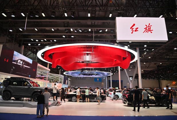 CHANGCHUN, CHINA - JULY 11: Vehicles are on display at Hongqi booth during the 23rd Changchun International Auto Expo on July 11, 2026 in Changchun, Jilin Province of China. The exhibition drew participation from 53 Chinese and foreign automobile manufacturers, with over a thousand vehicles on display.  Copyright: xChinaxNewsxServicex 111653661022