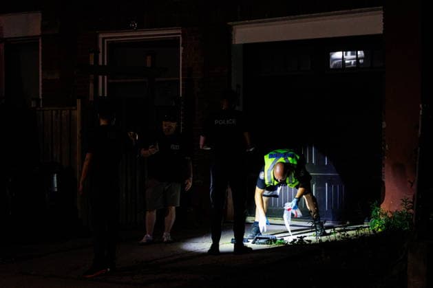 July 11, 2026, Toronto, On, Canada: Police collect evidence on Benson street as they respond to an active shooter at the Salsa on St. Clair event in Toronto, on Saturday, July 11, 2026. Toronto Canada  - ZUMAc35_ 20260711_zaf_c35_046 Copyright: xKeitoxNewmanx