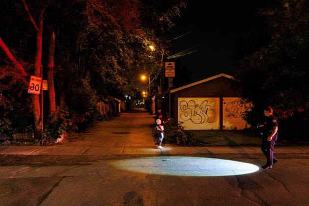 July 11, 2026, Toronto, On, Canada: A K-9 unit searches Benson street after a shooting at the Salsa on St. Clair event in Toronto, on Saturday, July 11, 2026. Toronto Canada  - ZUMAc35_ 20260711_zaf_c35_055 Copyright: xKeitoxNewmanx
