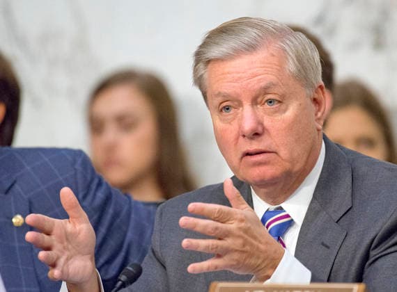 US Senate Judiciary Hearing on FARA United States Senator Lindsey Graham (Republican of South Carolina) questions the witnesses during the US Senate Committee on the Judiciary oversight hearing to examine the Foreign Agents Registration Act and attempts to influence United States elections, focusing on lessons learned from current and prior administrations on Capitol Hill in Washington, DC on Wednesday, July 26, 2017. Photo by Ron Sachs CNP ABACAPRESS.COM Washington District of Columbia United States  Copyright: xCNP ABACAx