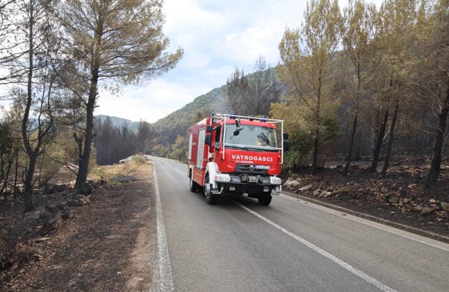 The morning after a major wildfire breaks out on Korcula Island between Smokvica and Blato The morning after a major wildfire breaks out on Korcula Island. When the rain stopped, the extent of the big fire came to light. Firefighters on the ground, with the help of the air force, repair the fires wherever possible. Burnt olive groves, vineyards, orchards and farmhouses are frightening scenes on the island of Korcula, Croatia, on July 12 2026.  IvoxCagalj PIXSELL