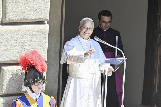 Pope Leo XIV celebrates the Angelus in Castel Gandolfo CASTEL GANDOLFO, ITALY, JULY 12: Pope Leo XIVwaves to the faithful as he arrives to celebrate the Angelus noon prayer at his summer residence in Castel Gandolfo, near Rome, Italy, on July 12, 2026. Isabella Bonotto Anadolu Castel Gandolfo Italy. Editorial use only. Please get in touch for any other usage.  Copyright: x2026xAnadoluxIsabellaxBonottox