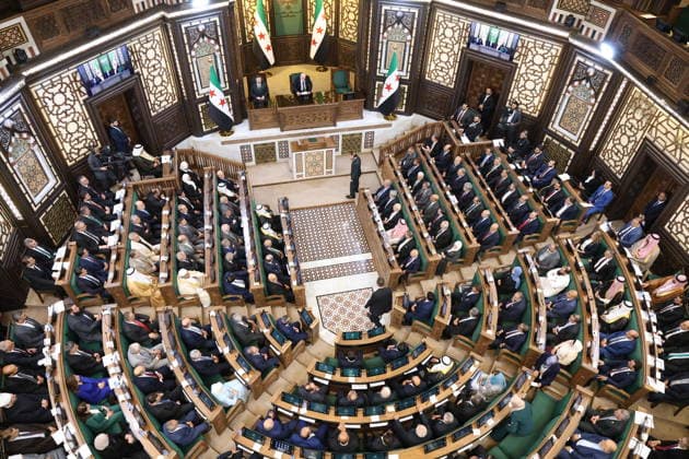 Syria s New Parliament Holds Historic Inaugural Session Damascus, Syria - July 12, 2026: Members of Syria s newly formed People s Assembly attend the body s inaugural session in Damascus representing the first parliament convention since the end of the rule of ousted Syrian President Bashar al-Assad. Damascus Syria Copyright: xMohammadxBashirxAldaherx