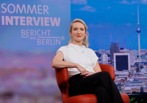 Ines Schwerdtner, Vorsitzende der Linken, Deutschland, Berlin, ARD-Sommerinterview mit Ines Schwerdtner, Vorsitzende der Linken, 12.07.2026 *** Ines Schwerdtner, Chairwoman of Die Linke, Germany, Berlin, ARD Summer Interview with Ines Schwerdtner, Chairwoman of Die Linke, July 12, 2026