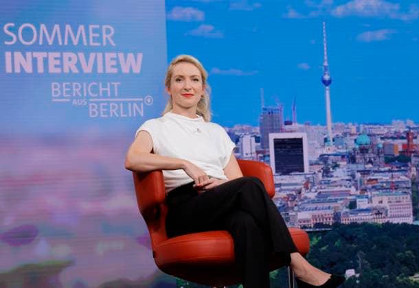 Ines Schwerdtner, Vorsitzende der Linken, Deutschland, Berlin, ARD-Sommerinterview mit Ines Schwerdtner, Vorsitzende der Linken, 12.07.2026 *** Ines Schwerdtner, Chairwoman of Die Linke, Germany, Berlin, ARD Summer Interview with Ines Schwerdtner, Chairwoman of Die Linke, July 12, 2026
