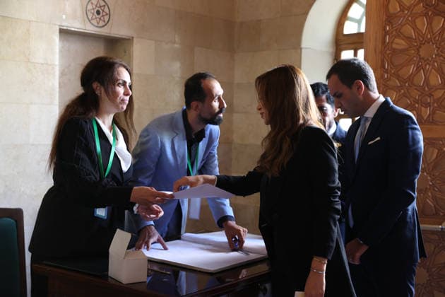 Syria holds first People s Assembly Session since Assad s fall DAMASCUS, SYRIA - JULY 12: Syria s first People s Assembly session since the fall of the Assad regime is held at the parliament building, attended by Syrian President Ahmed al-Sharaa (not seen), in Damascus, capital of Syria, on July 12, 2026. Izz Aldien Alqasem Anadolu Damascus Syria. Editorial use only. Please get in touch for any other usage.  Copyright: x2026xAnadoluxIzzxAldienxAlqasemx