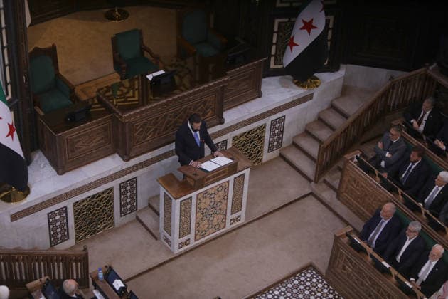 Syria holds first People s Assembly Session since Assad s fall DAMASCUS, SYRIA - JULY 12: Syria s first People s Assembly session since the fall of the Assad regime is held at the parliament building, attended by Syrian President Ahmed al-Sharaa, in Damascus, capital of Syria, on July 12, 2026. Bakr Al Kasem Anadolu Damascus Syria. Editorial use only. Please get in touch for any other usage.  Copyright: x2026xAnadoluxBakrxAlxKasemx