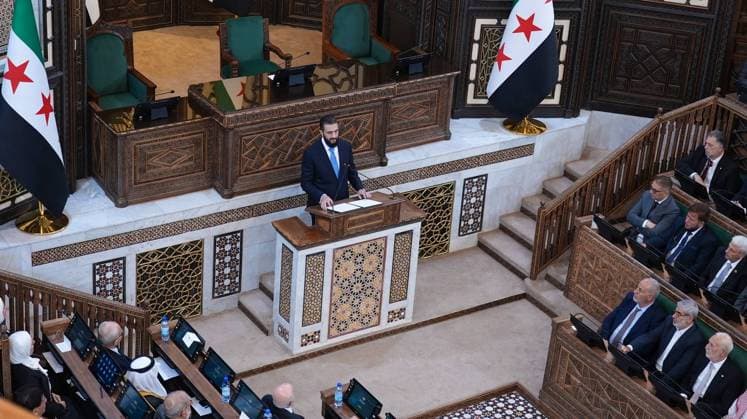 Syrian president attends opening session of parliament in Damascus Syrian President Ahmed al-Sharaa attends the first session of the People s Assembly at the parliament building in Damascus, Syria, on July 12, 2026. Members took the constitutional oath, officially marking the start of the assembly’s work. Photo by Syrian Presidency apaimages Syria Syria Syrian Arab Republic 120726_Syria_SPO_01(8) Copyright: xapaimagesxSyrianxPresidencyx xapaimagesx