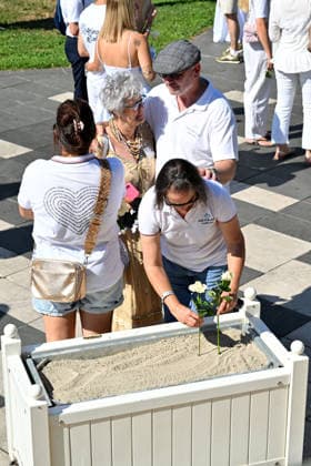 Commemorative White March in honor of the victims of the July 14, 2016, attack on the Promenade des Anglais in Nice, on July 12, 2026. The city of Nice and various victims’ associations organized a march, which began near Lenval Hospital, where the truck plowed into the crowd in 2016, killing 86 people and injuring more than 400. The procession stopped in front of the memorial sculpture *L’Ange de la Baie*, created by Jean-Marie Fondacaro, for a wreath-laying ceremony before proceeding to the Albert I Garden, where everyone was able to place a white rose in front of the bandstand. The mayor of Nice, E. Ciotti, along with his partner O. Péraldi, the Prefect of the Alpes-Maritimes, L. Houttiaux, and members of his city council, such as Dep  Copyright: xBrunoxBebertx xBestimagexBrunoxBebertx xBestimagex