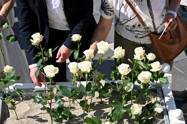 Commemorative White March in honor of the victims of the July 14, 2016, attack on the Promenade des Anglais in Nice, on July 12, 2026. The city of Nice and various victims’ organizations organized a march, which began near Lenval Hospital, where the truck plowed into the crowd in 2016, killing 86 people and injuring more than 400. The procession stopped in front of the memorial sculpture *L’Ange de la Baie*, created by Jean Marie Fondacaro, for a wreath-laying ceremony before proceeding to the Albert I Garden, where everyone could place a white rose in front of the bandstand. The mayor of Nice, E. Ciotti, along with his partner O. Péraldi, the Prefect of the Alpes-Maritimes, L. Houttiaux, and members of his city council, such as Deputy B  Copyright: xBrunoxBebertx xBestimagexBrunoxBebertx xBestimagex