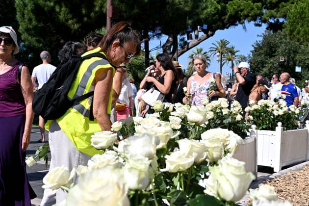 Commemorative White March in honor of the victims of the July 14, 2016, attack on the Promenade des Anglais in Nice, on July 12, 2026. The city of Nice and various victims’ organizations organized a march, which began near Lenval Hospital, where the truck plowed into the crowd in 2016, killing 86 people and injuring more than 400. The procession stopped in front of the memorial sculpture *L’Ange de la Baie*, created by Jean Marie Fondacaro, for a wreath-laying ceremony before proceeding to the Albert I Garden, where everyone could place a white rose in front of the bandstand. The mayor of Nice, E. Ciotti, along with his partner O. Péraldi, the Prefect of the Alpes-Maritimes, L. Houttiaux, and members of his city council, such as Deputy B  Copyright: xBrunoxBebertx xBestimagexBrunoxBebertx xBestimagex