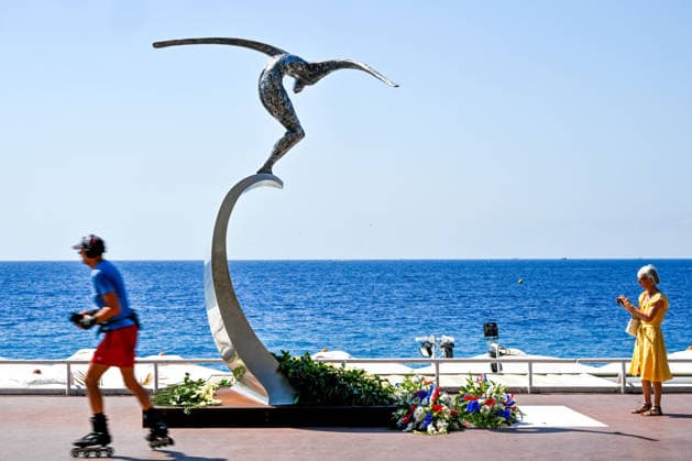 Commemorative White March in honor of the victims of the July 14, 2016, attack on the Promenade des Anglais in Nice, on July 12, 2026. The city of Nice and various victims’ organizations organized a march, which began near Lenval Hospital, where the truck plowed into the crowd in 2016, killing 86 people and injuring more than 400. The procession stopped in front of the memorial sculpture *L’Ange de la Baie*, created by Jean-Marie Fondacaro, for a wreath-laying ceremony before proceeding to the Albert I Garden, where everyone was able to place a white rose in front of the bandstand. The mayor of Nice, E. Ciotti, along with his partner O. Péraldi, the Prefect of the Alpes-Maritimes, L. Houttiaux, and members of his city council, such as De  Copyright: xBrunoxBebertx xBestimagexBrunoxBebertx xBestimagex