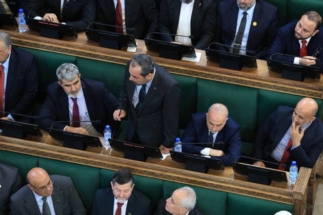 Syrian Parliament Members Vote for New Speaker in the Presence of President Ahmed al-Sharaa Damascus, Syria - July 12, 2026: Members of Syria s newly formed People s Assembly cast their votes to elect the speaker of the parliament during the historic inaugural session held in the presence of Syrian President Ahmed al-Sharaa for the first time since the fall of the Bashar al-Assad regime. Damascus Syria Copyright: xMohammadxBashirxAldaherx