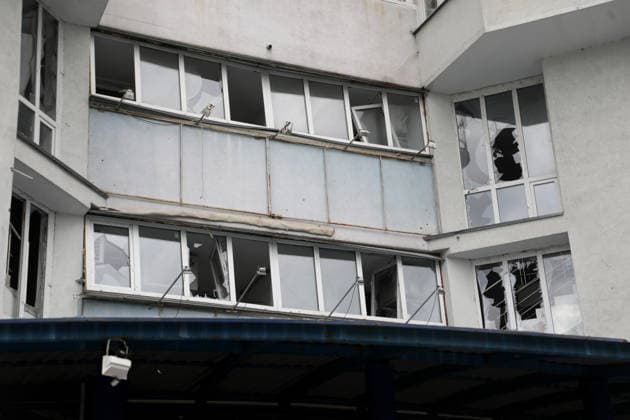 RECORD DATE NOT STATED Shattered window panes are seen in a residential building damaged by a Russian ballistic missile strike in the Darnytskyi district of Kyiv, Ukraine, on July 11, 2026. During the night of July 11, Russian forces launched their third ballistic missile attack on Kyiv in a week. Twelve people, including two children aged 10 and 11, were injured (Photo by Yuliia Ovsiannikova Ukrinform) Cleanup underway after Russian attack in Darnytskyi district of Kyiv  Copyright: xYuliiaxOvsiannikovax