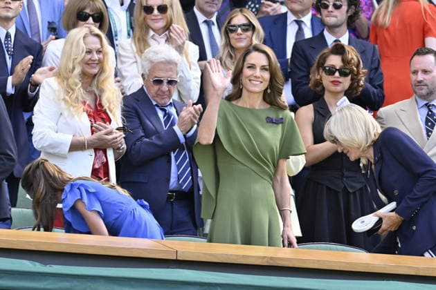 Tennis - Wimbledon 2026 - ITF - The Championships - 12 07 2026 - Tennis - Wimbledon 2026 - ITF - The Championships - 12 07 2026 - Royal box . arrivee de la famille royale - Kate, George, Charlotte, William d Ãngleterre London  Copyright: xChryslenexCaillaud Psnewzx